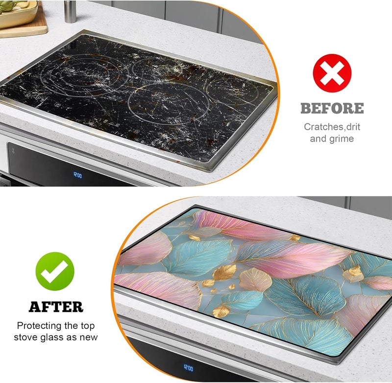 AOHMPT Multi-Design Stove Top Cover for Glass/Electric Stoves - 3-in-1 Heat-Resistant Protector Mat, Non-Slip Drying Rack 28"x20" - Image 5